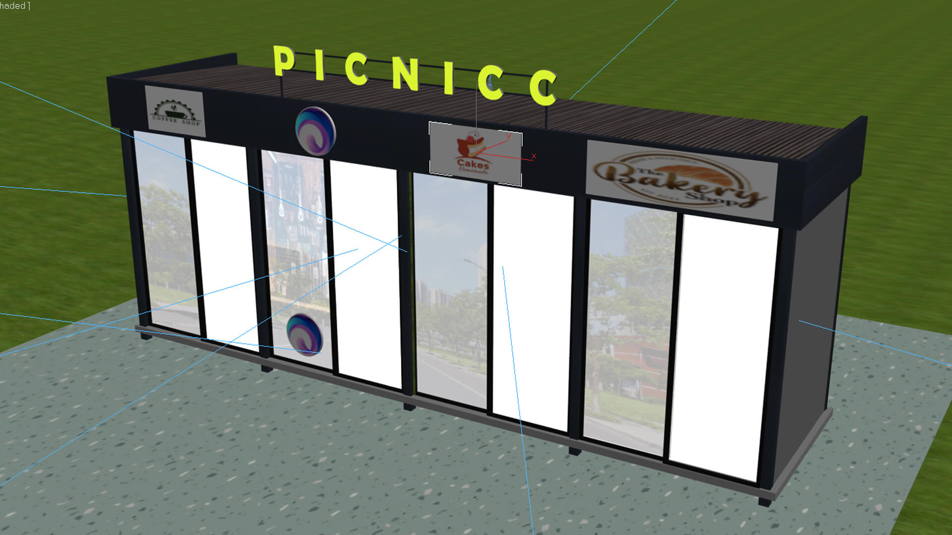 Modern Modular Food Court Container Shop 3D Model