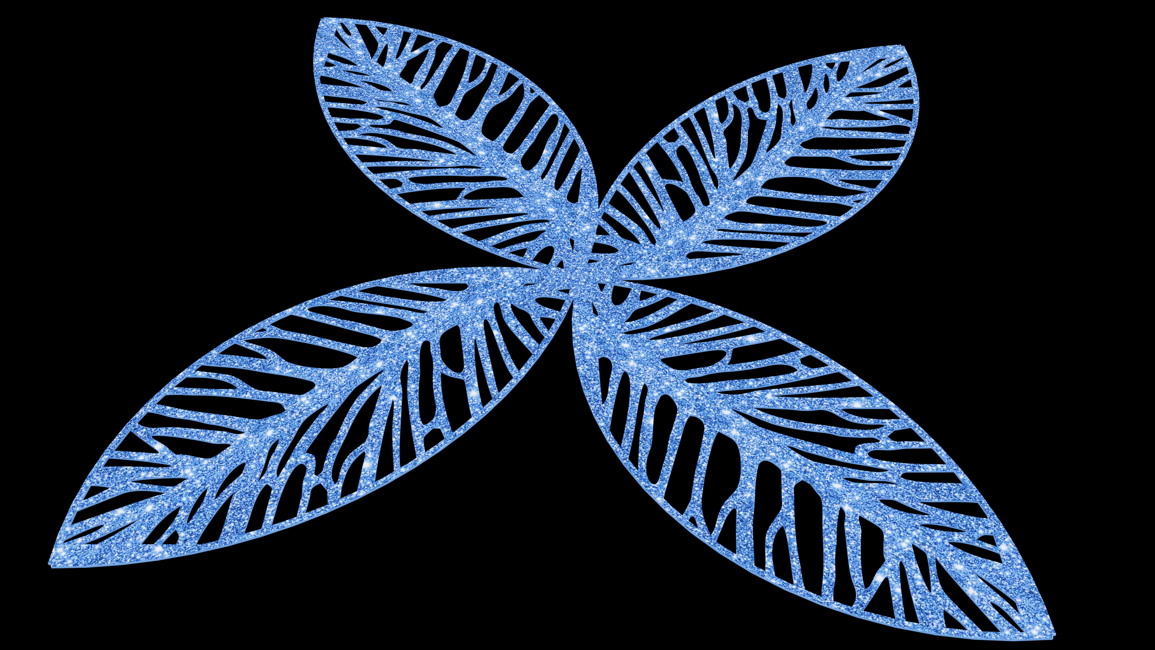 Ornate Blue Glitter Filigree Leaf 3D Model 3D Model