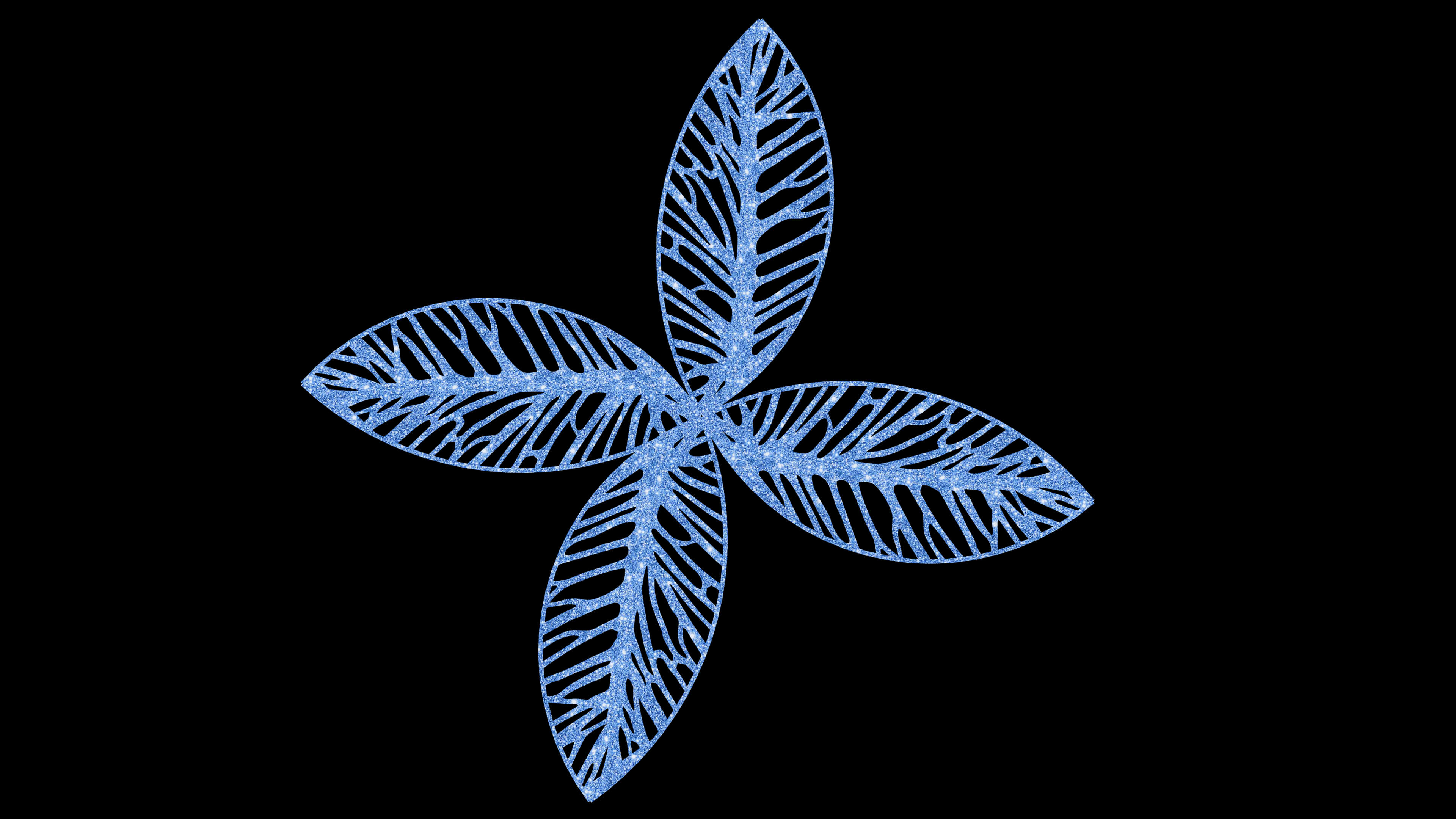 Ornate Blue Glitter Filigree Leaf 3D Model 3D Model