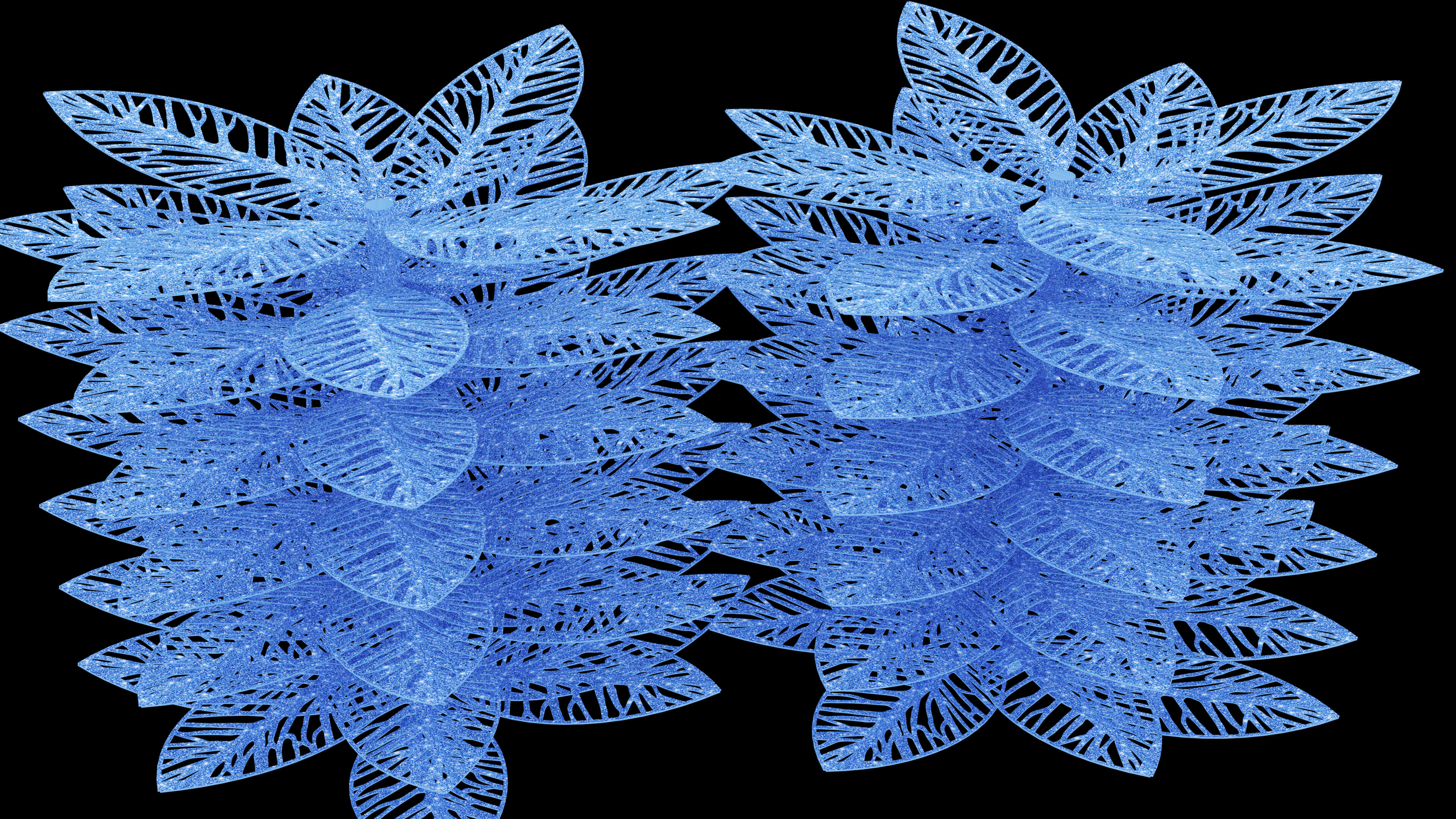 Ornate Blue Glitter Filigree Leaf 3D Model 3D Model