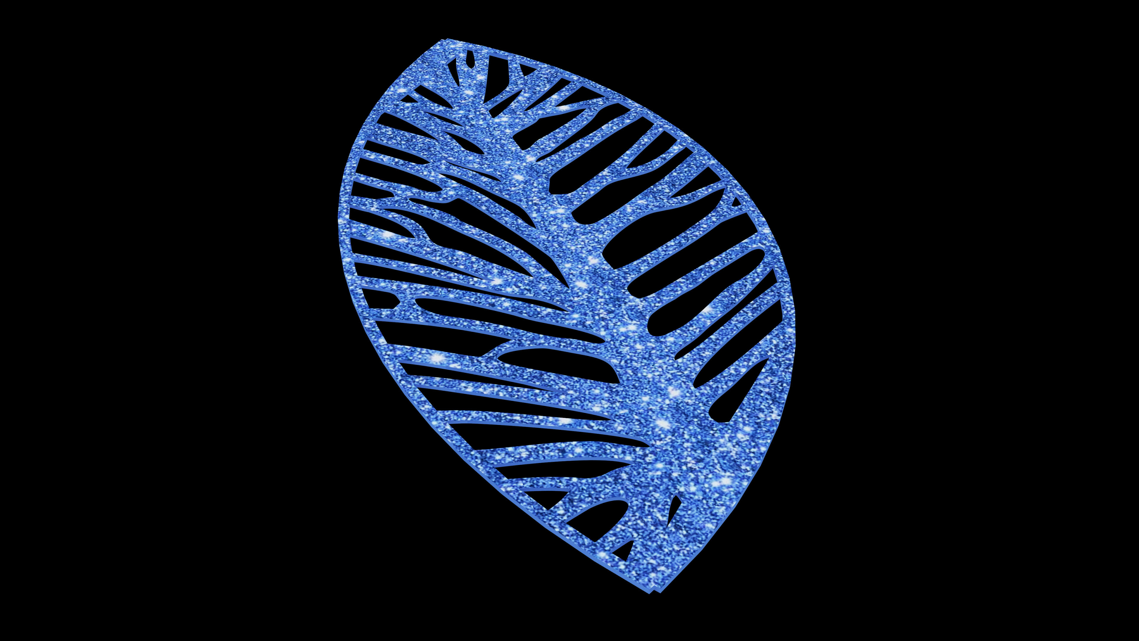 Ornate Blue Glitter Filigree Leaf 3D Model 3D Model
