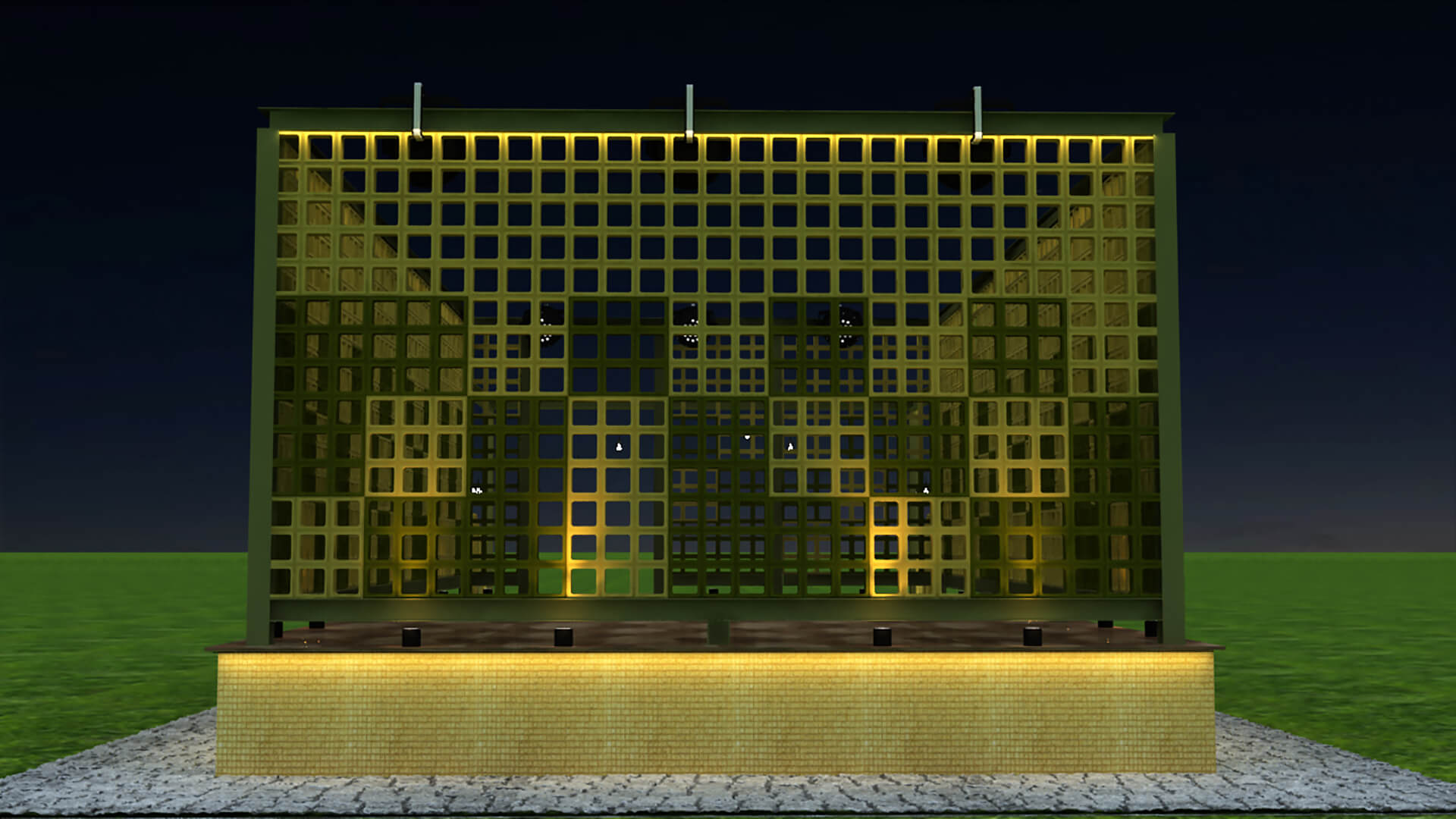 Outdoor Event Stage with Lattice Screen Wall Pergola 3DModel 3D Model