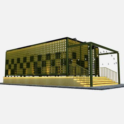 Outdoor Event Stage with Lattice Screen Wall Pergola 3DModel