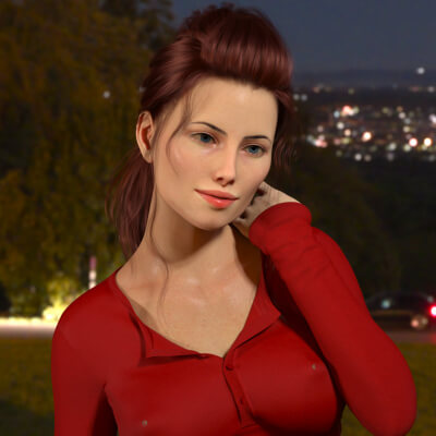 DD Ileana HR for Genesis 8 & 8.1 Female - Freckled Skin Night Exterior Scene 3D Wallpaper
