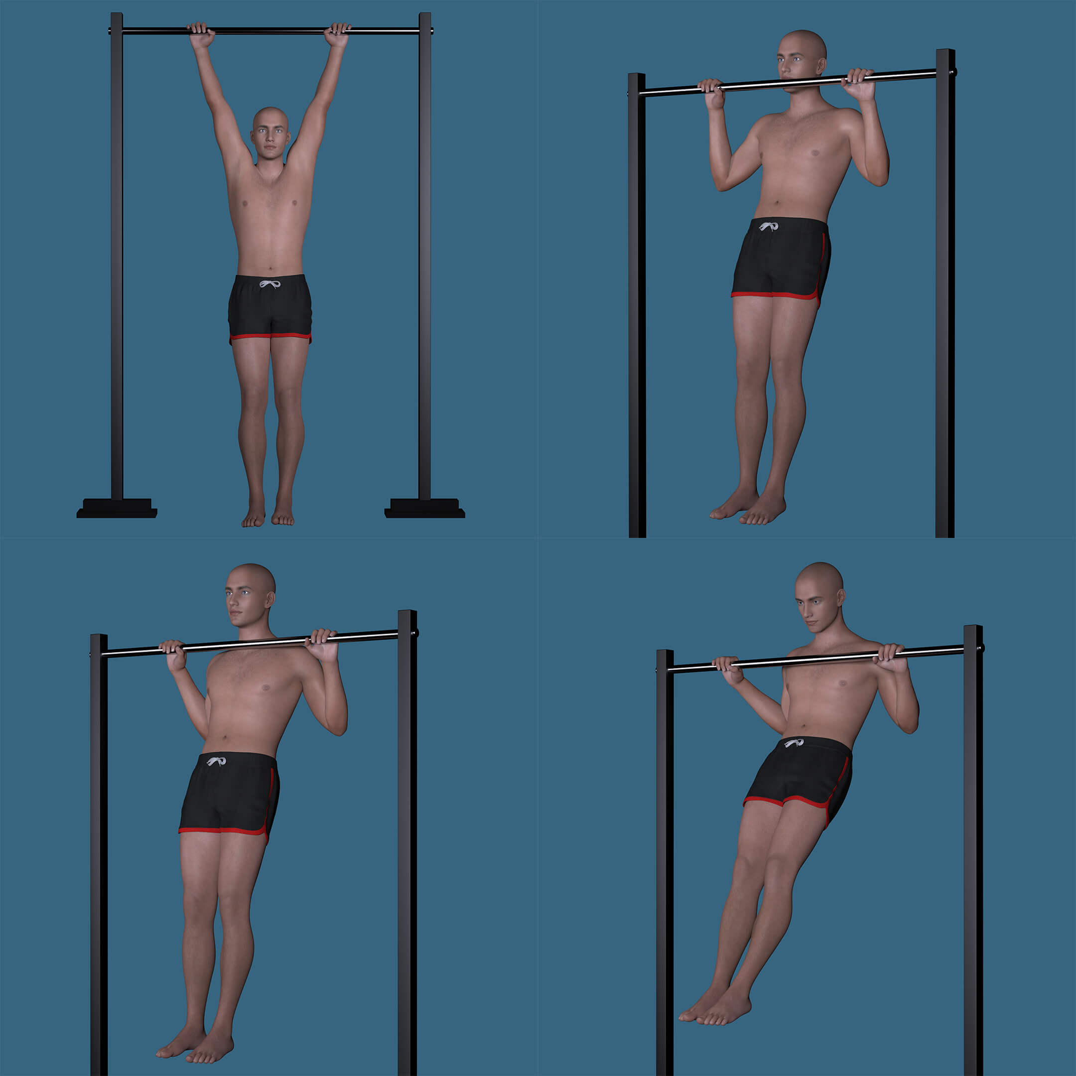 Strength and Fitness Pull-Up Poses for G3 and G8 Male Daz Content