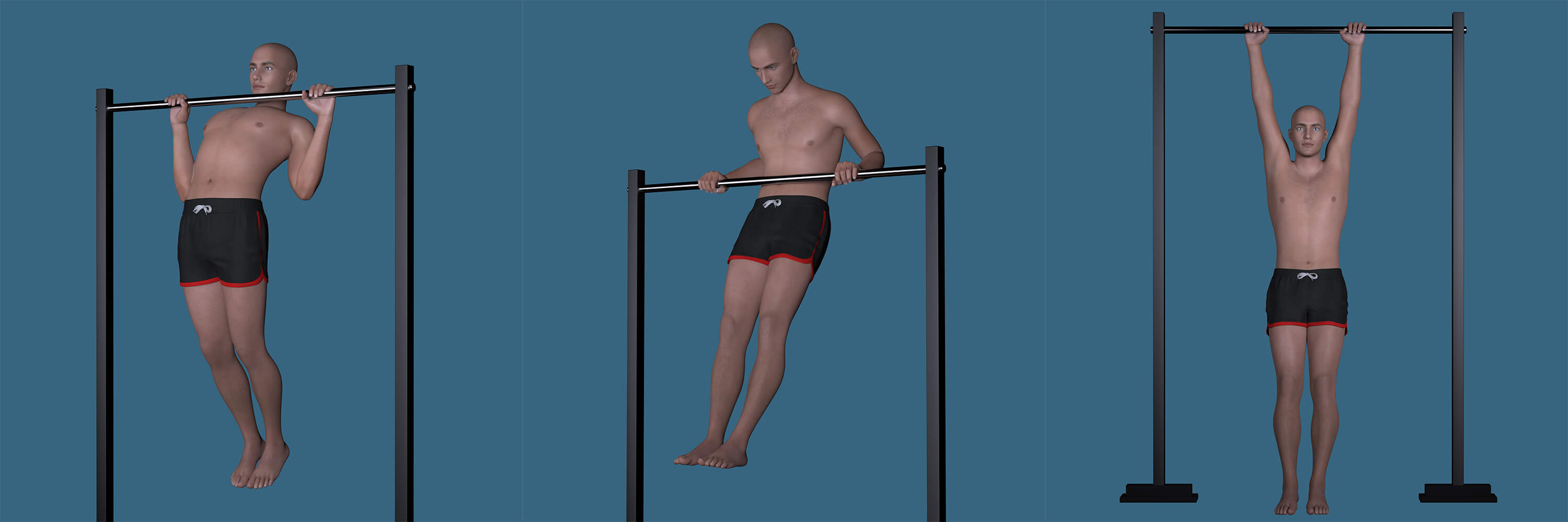 Strength and Fitness Pull-Up Poses for G3 and G8 Male Daz Content