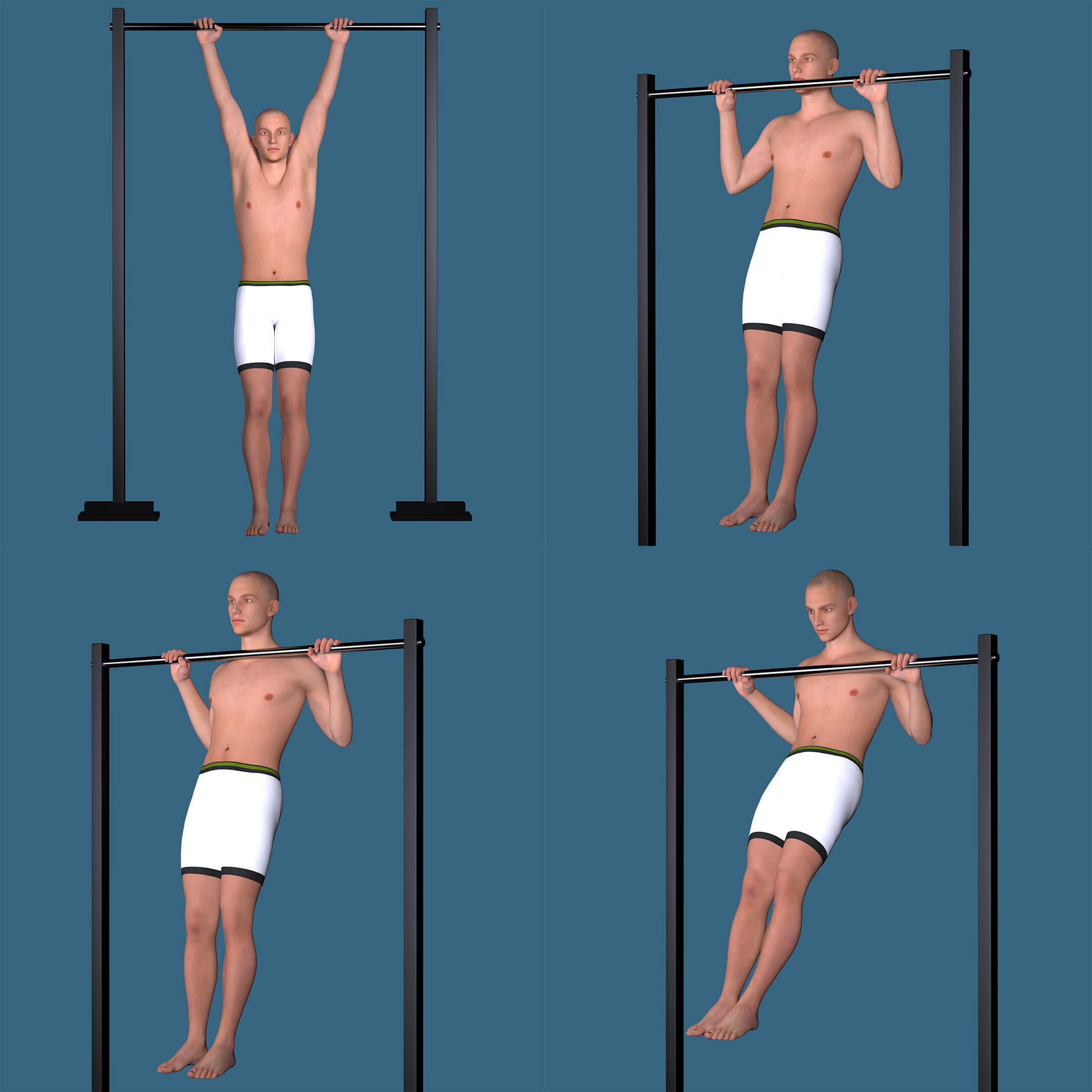 Strength and Fitness Pull-Up Poses for G3 and G8 Male Daz Content