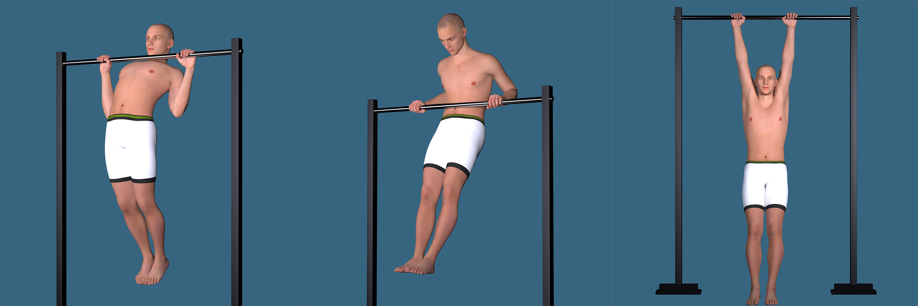 Strength and Fitness Pull-Up Poses for G3 and G8 Male Daz Content