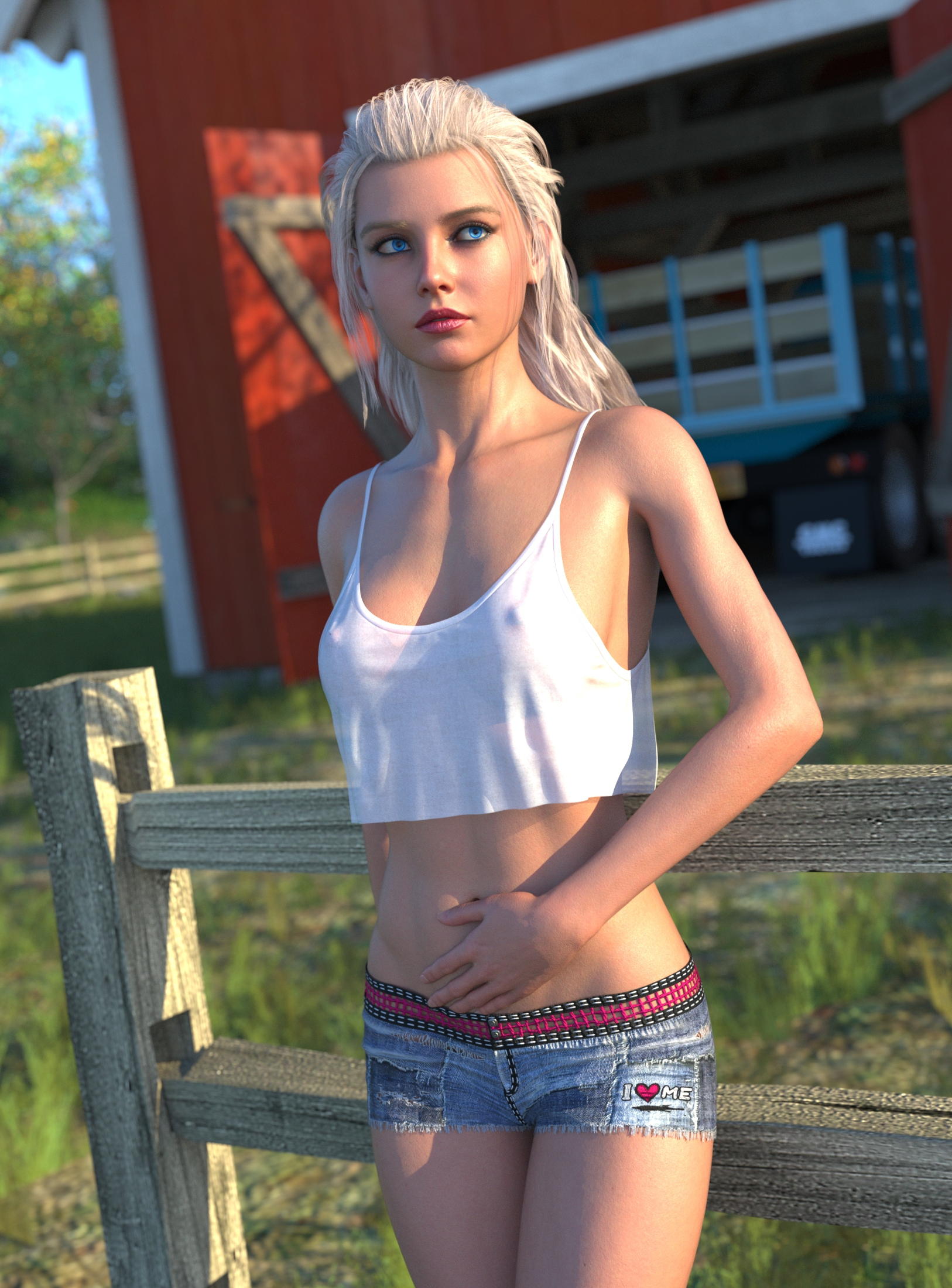 Country Girl 3D Render, Digital Artwork by dirtrider00