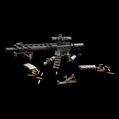 AR15 Assault Rifle 3D Model Game Ready Weapon
