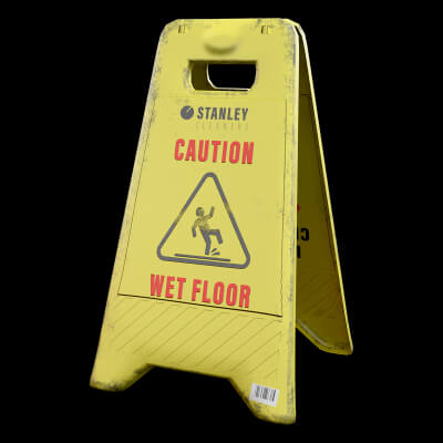 Caution Wet Floor 3D Model Game Ready Prop