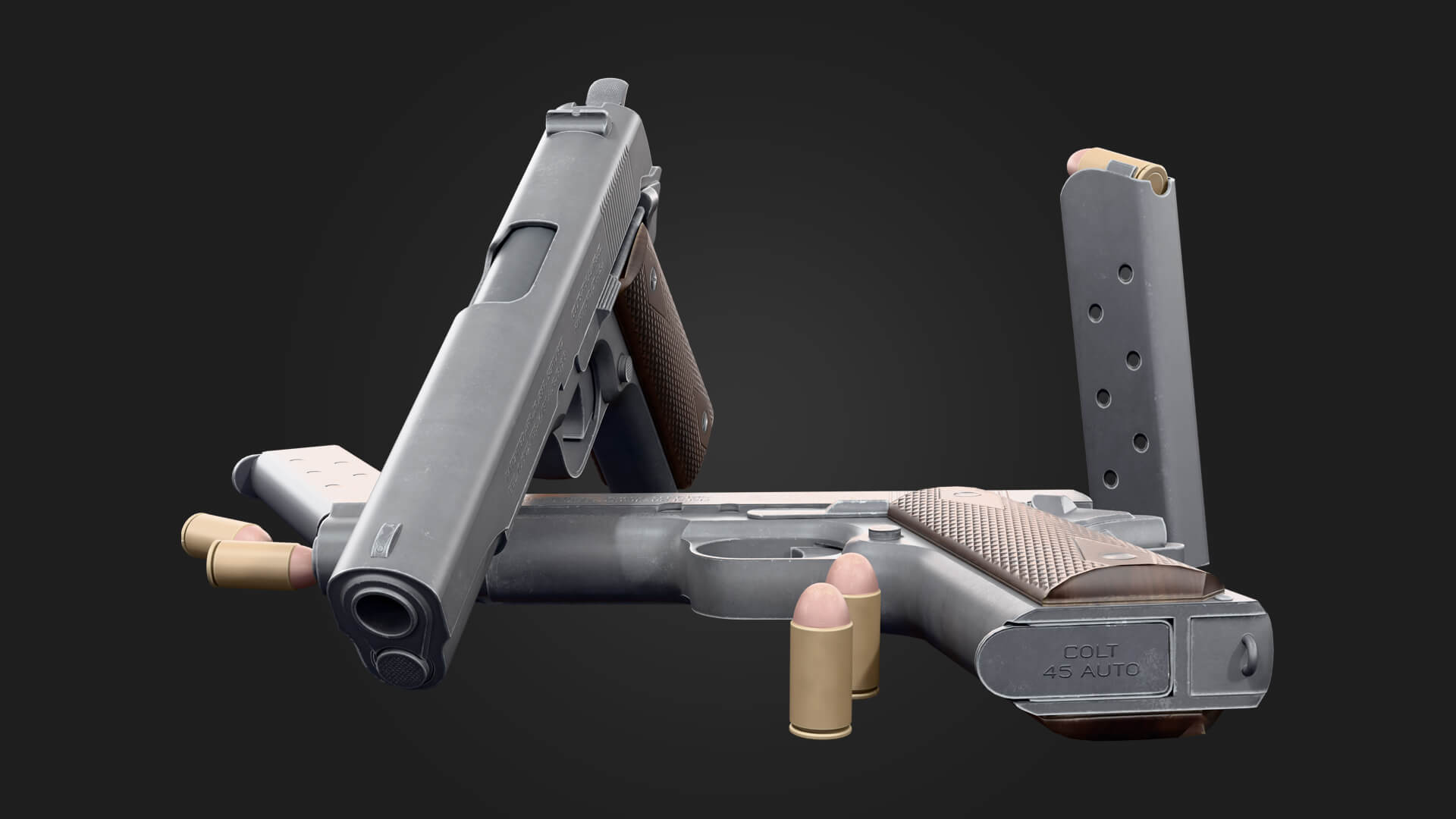 Colt M1911 Pistol Handgun 3D Model Game Ready Weapon 3D Model