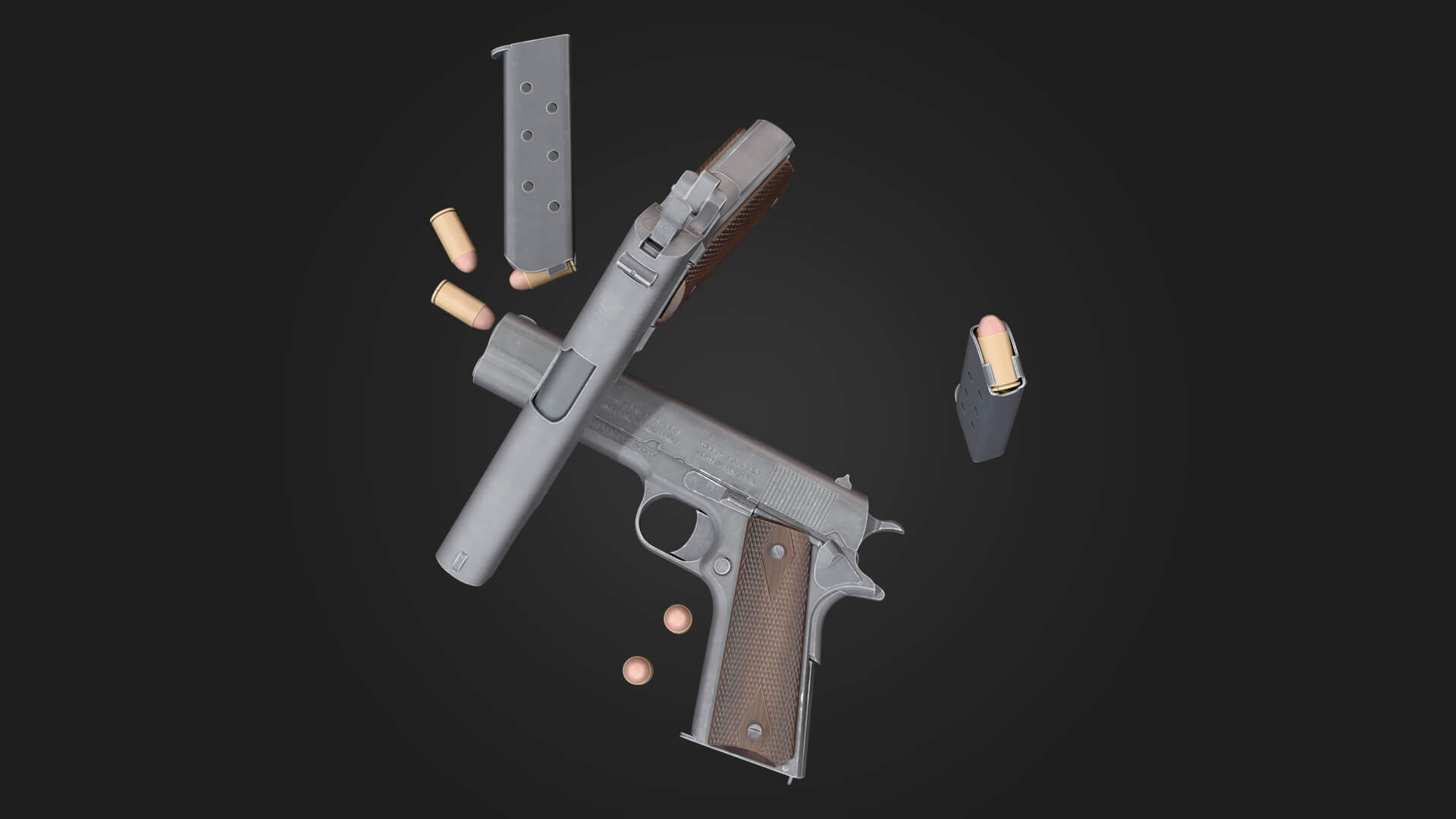 Colt M1911 Pistol Handgun 3D Model Game Ready Weapon 3D Model