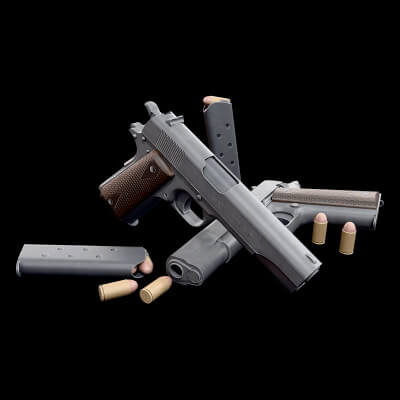 Colt M1911 Pistol Handgun 3D Model Game Ready Weapon