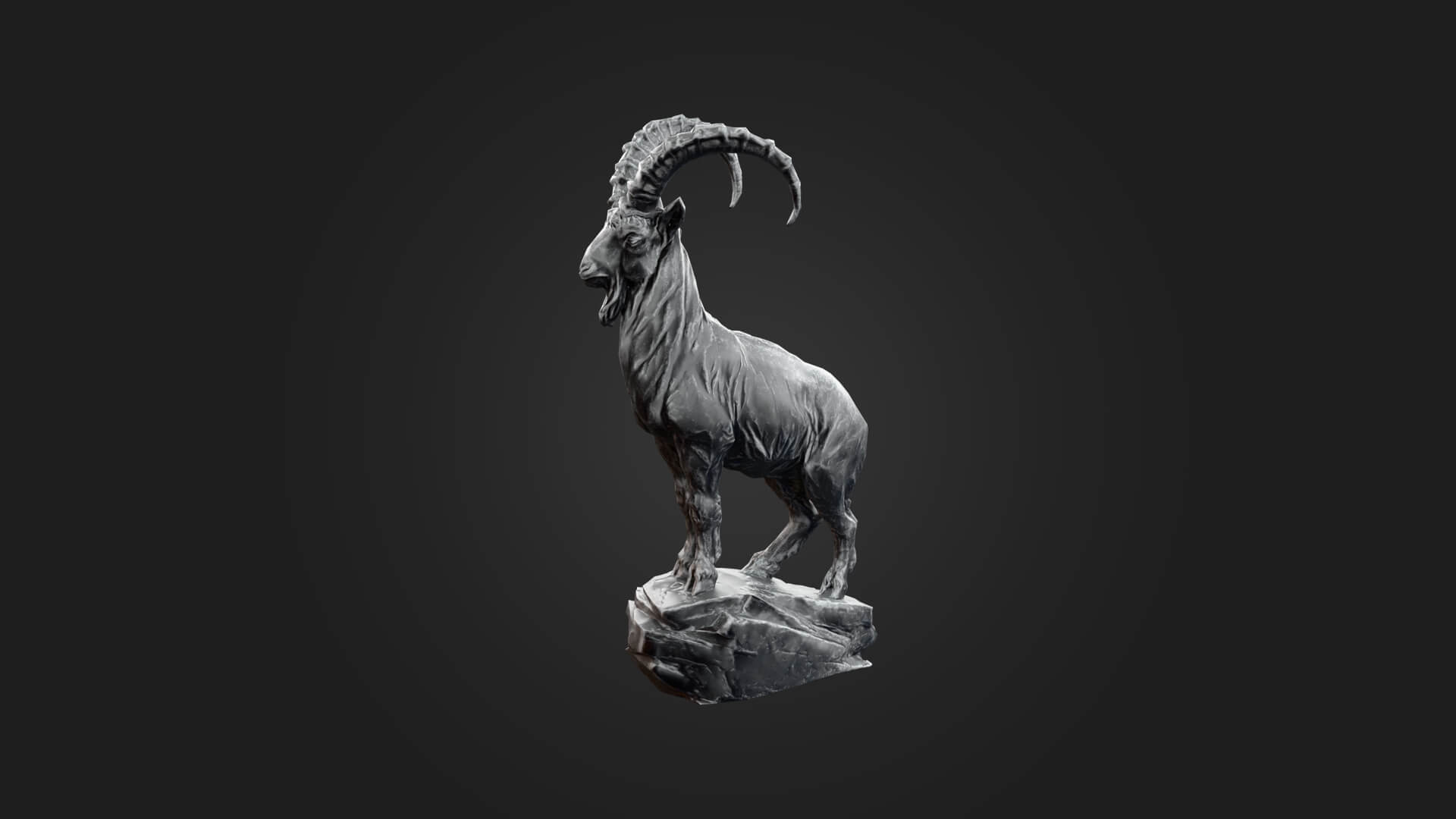 Ibex Statue 3D Model - Sculpture Monument & Game Asset 3D Model