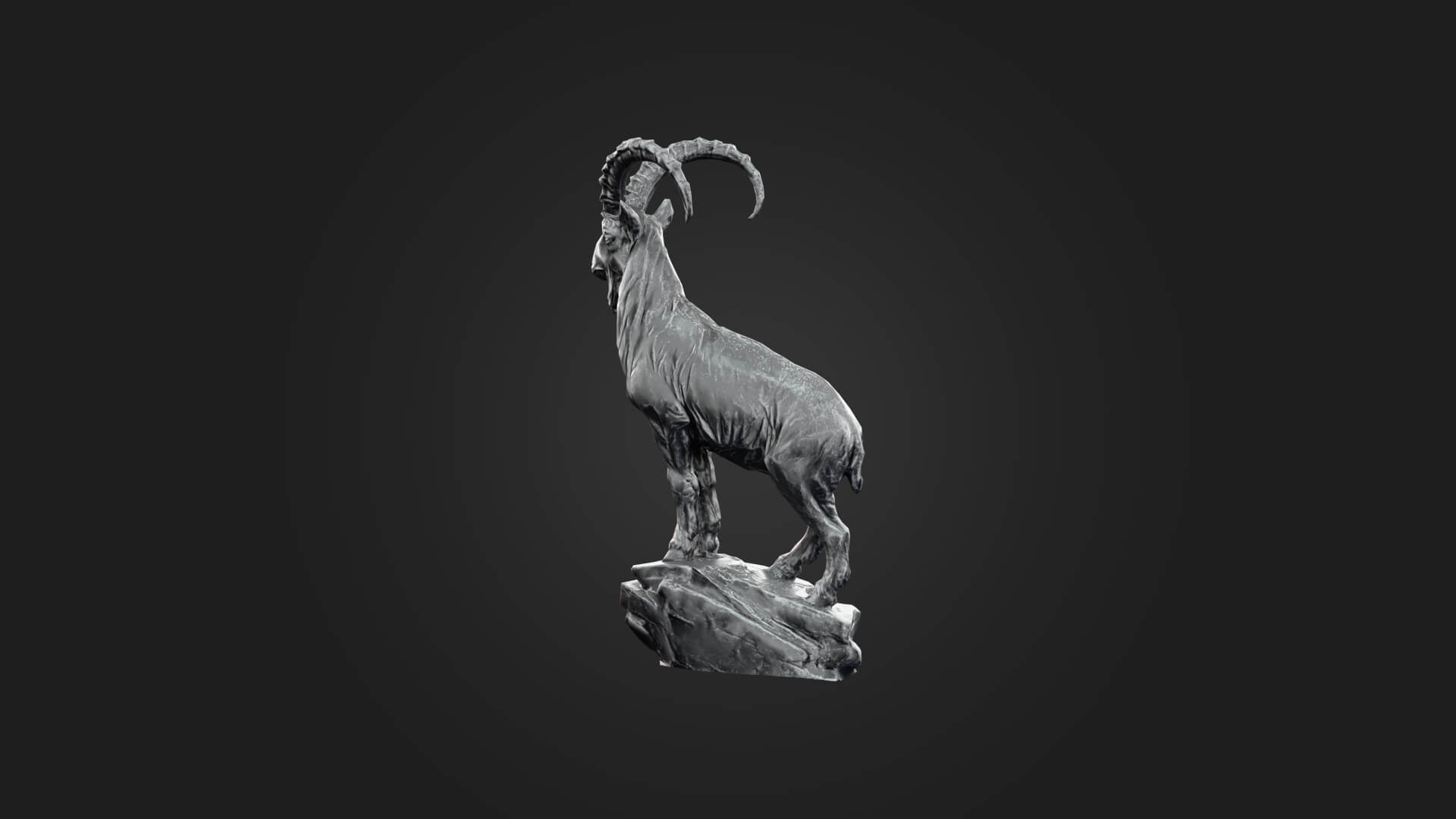 Ibex Statue 3D Model - Sculpture Monument &amp Game Asset 3D Model