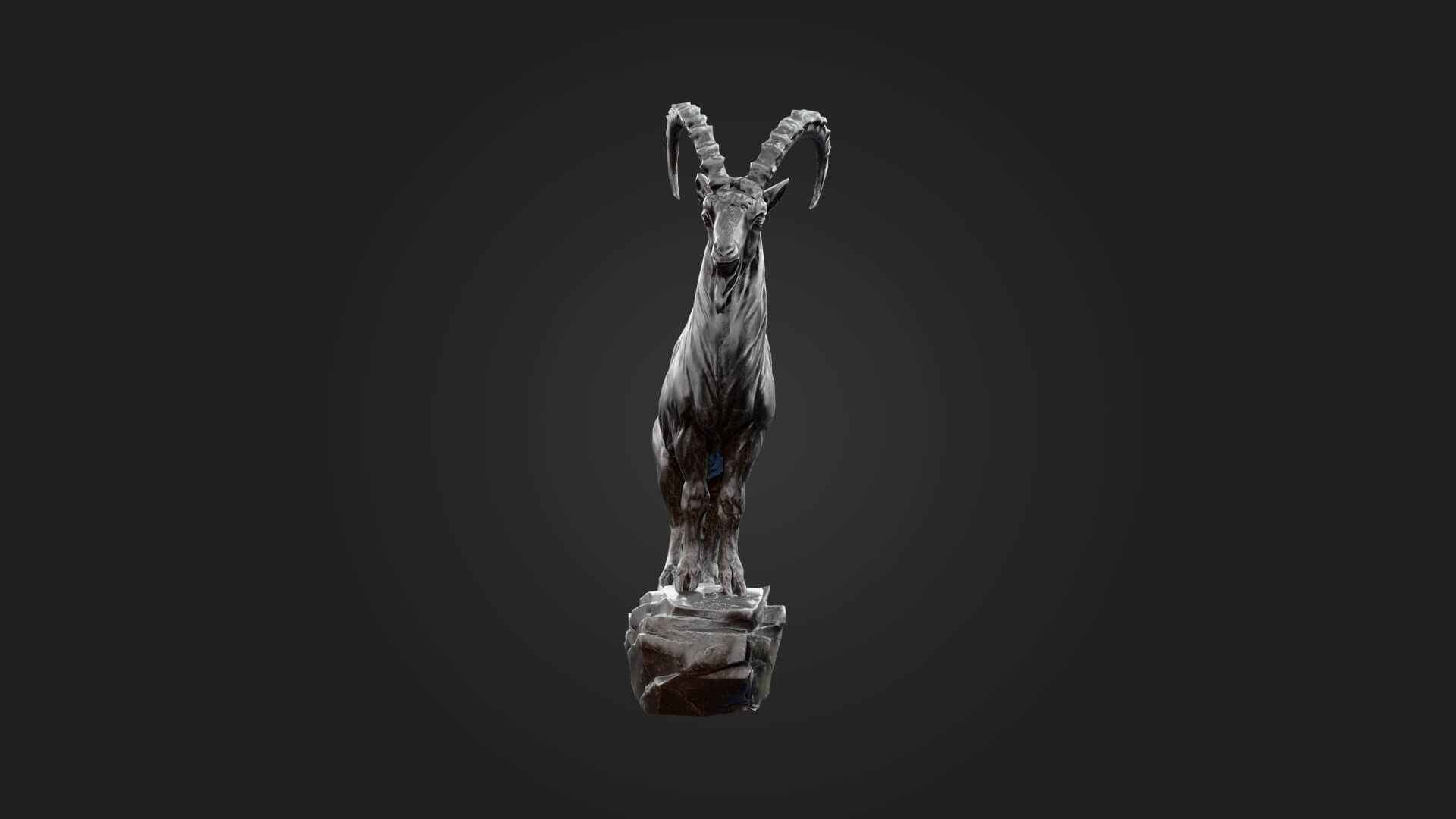 Ibex Statue 3D Model - Sculpture Monument &amp Game Asset 3D Model