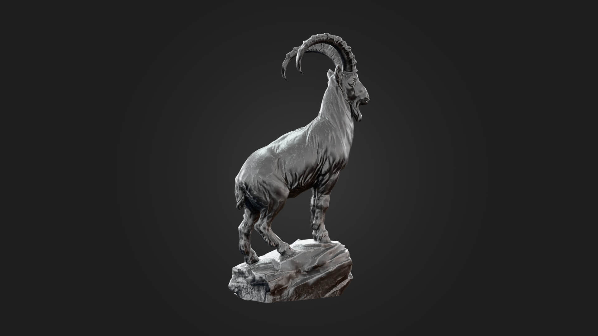 Ibex Statue 3D Model - Sculpture Monument &amp Game Asset 3D Model