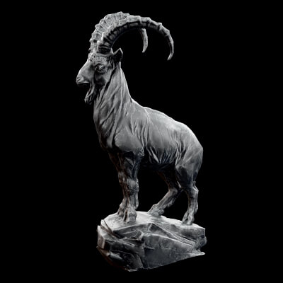 Ibex Statue 3D Model - Sculpture, Monument & Game Asset