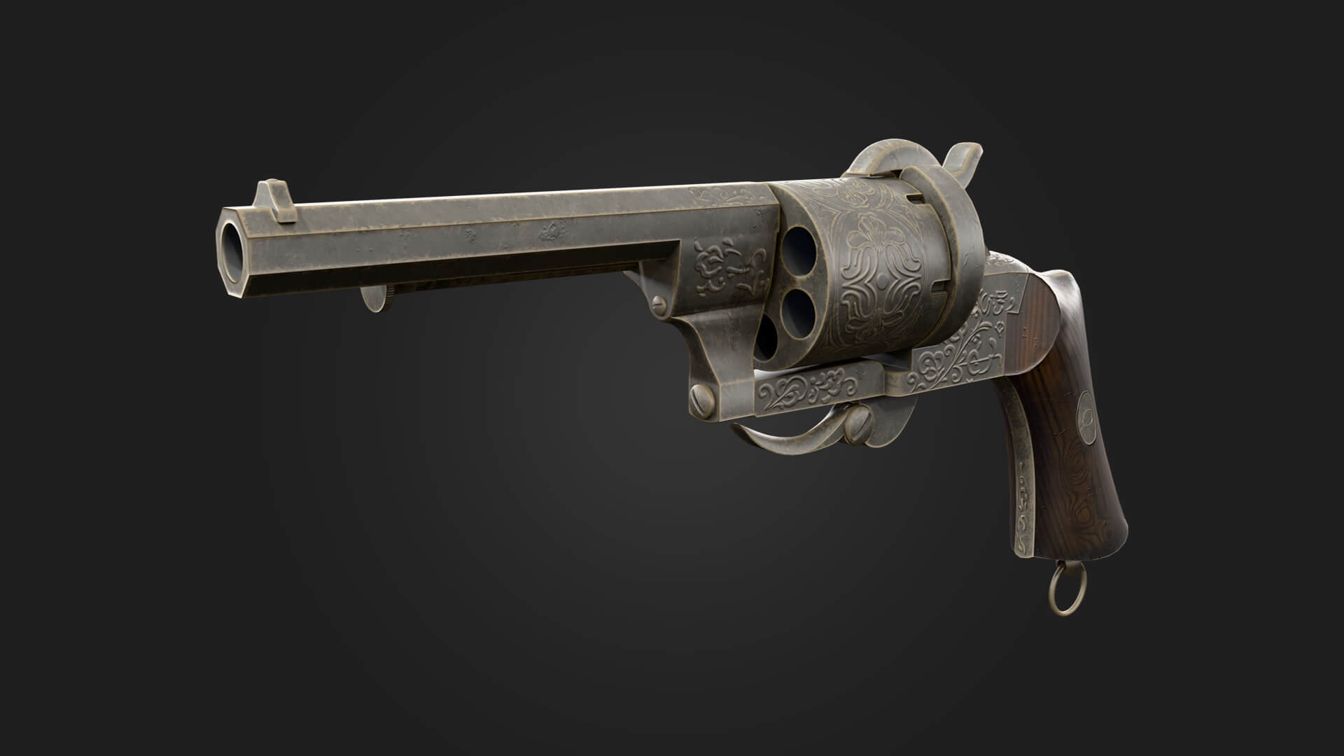 Lefaucheux Revolver Antique Handgun 3D Model 3D Model
