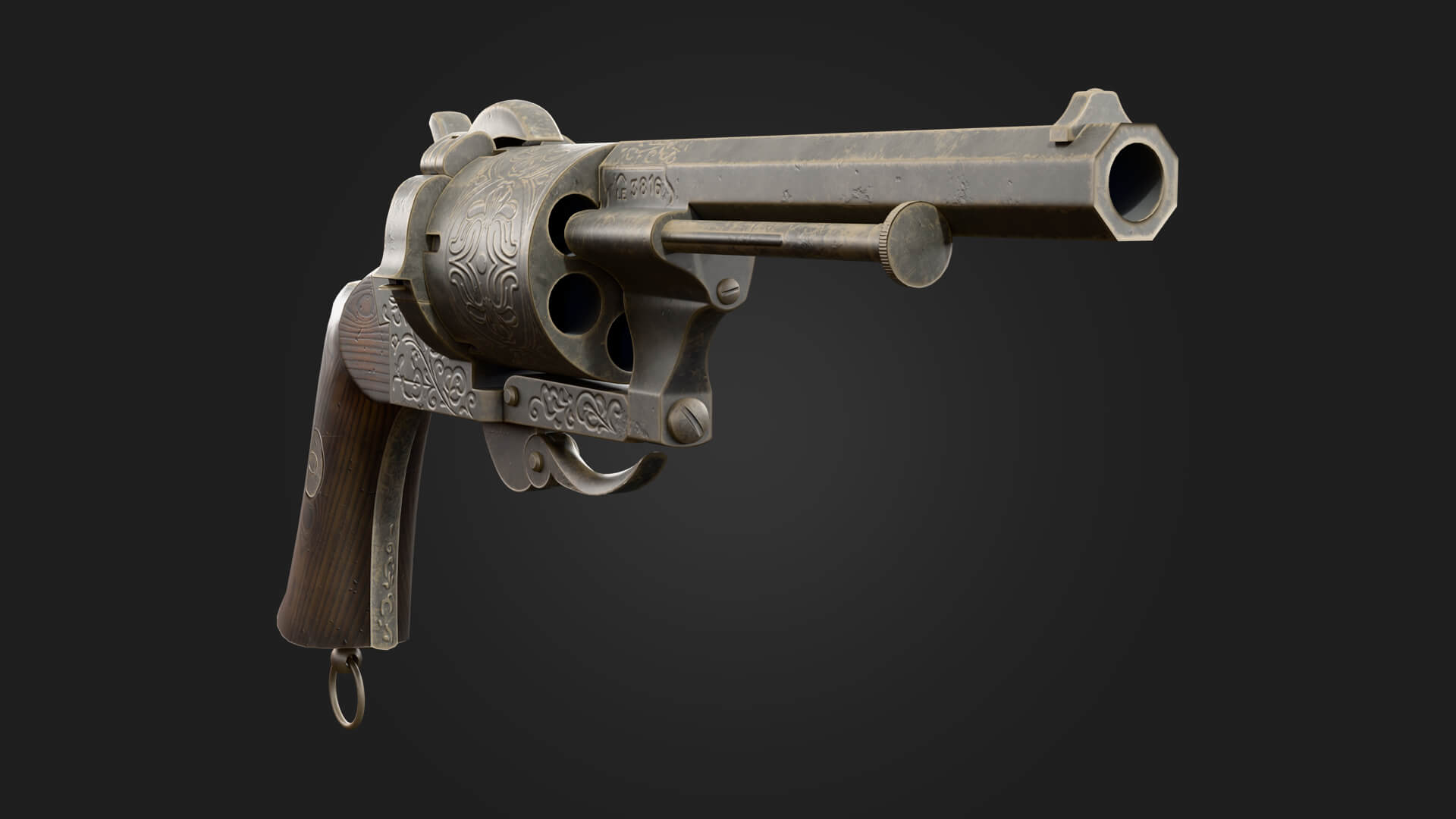 Lefaucheux Revolver Antique Handgun 3D Model 3D Model