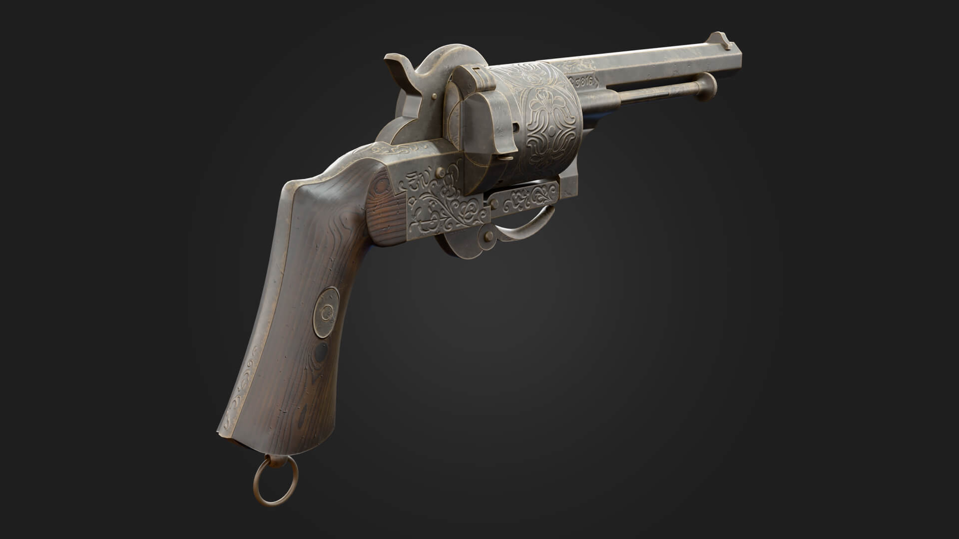 Lefaucheux Revolver Antique Handgun 3D Model 3D Model