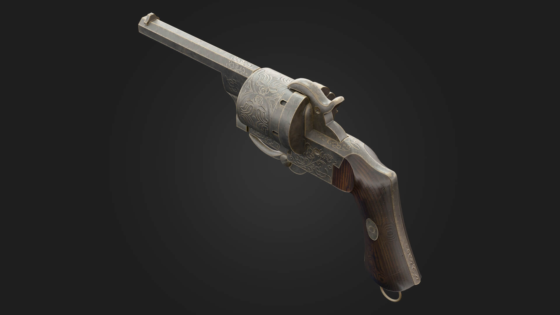 Lefaucheux Revolver Antique Handgun 3D Model 3D Model