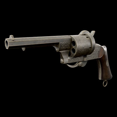Lefaucheux Revolver Antique Handgun 3D Model