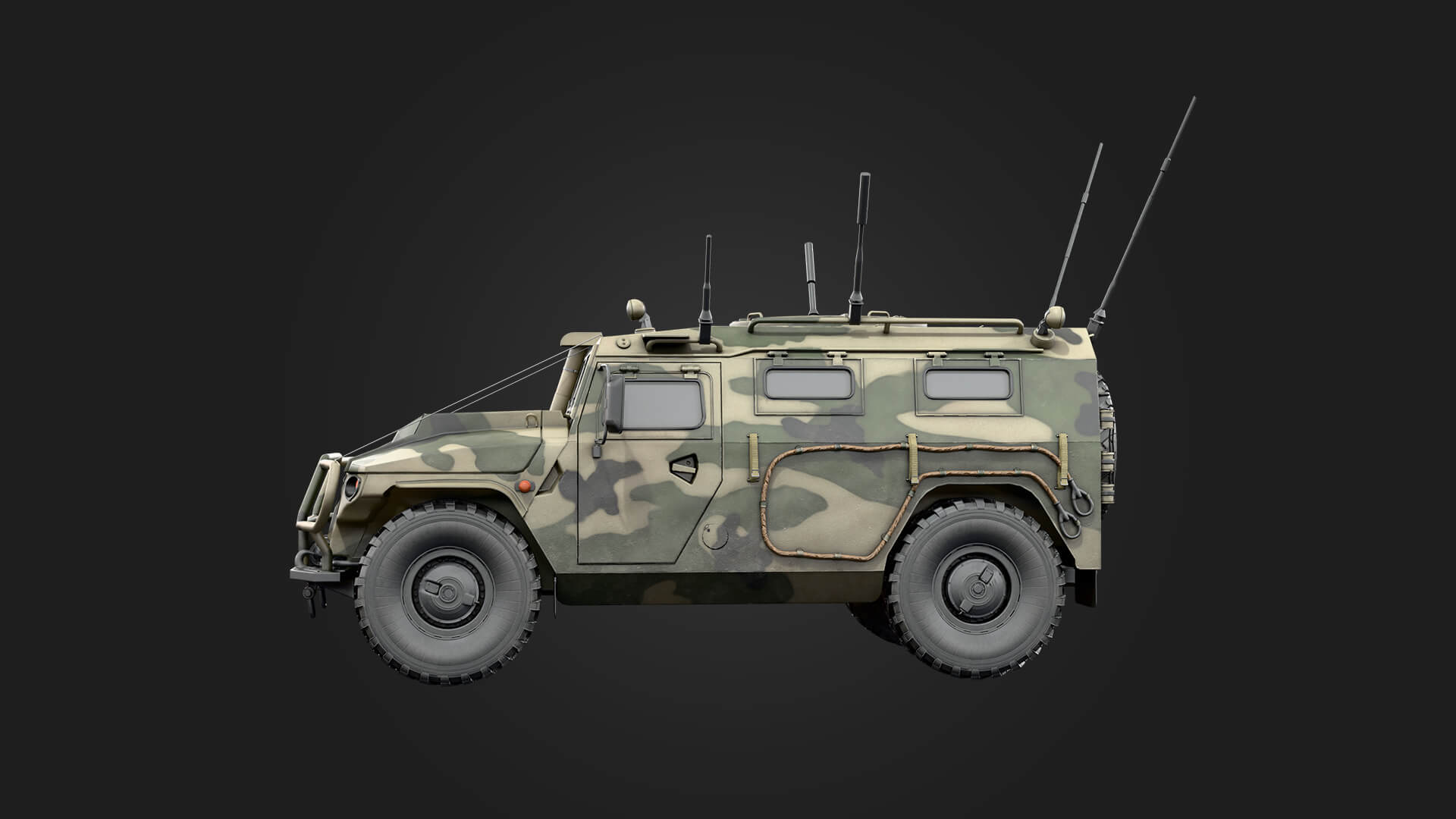 Tiger Russian Military Vehicle Military 3D Model Game Ready Prop 3D Model