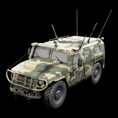 Tiger Russian Military Vehicle Military 3D Model Game Ready Prop