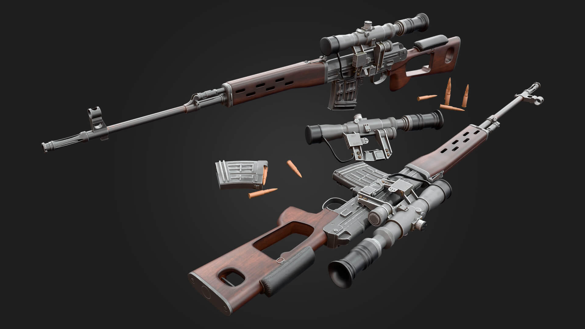 SVD Dragunov Sniper Rifle 3D Model Game Ready Weapon 3D Model