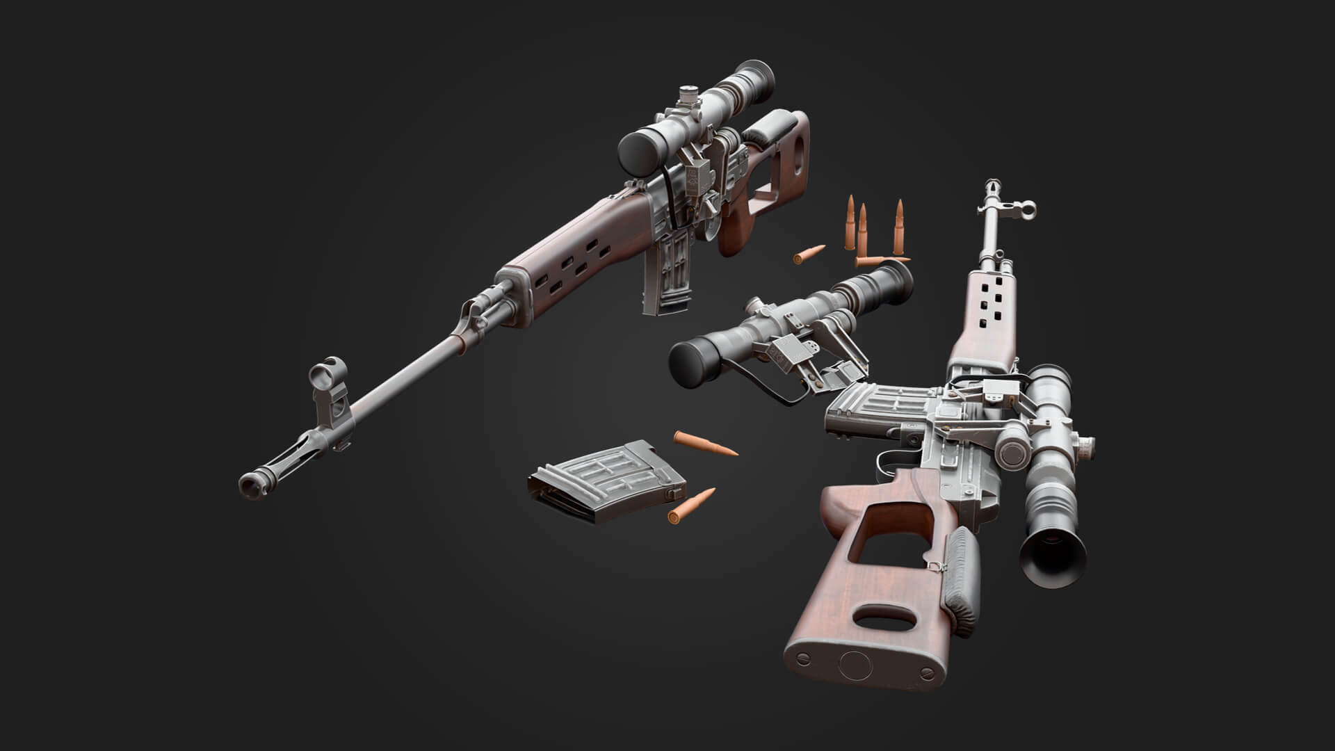 SVD Dragunov Sniper Rifle 3D Model Game Ready Weapon 3D Model