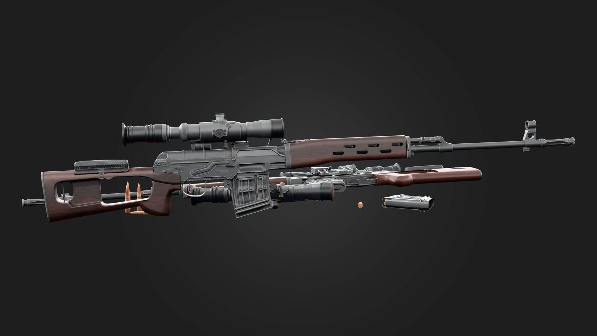 SVD Dragunov Sniper Rifle 3D Model Game Ready Weapon 3D Model