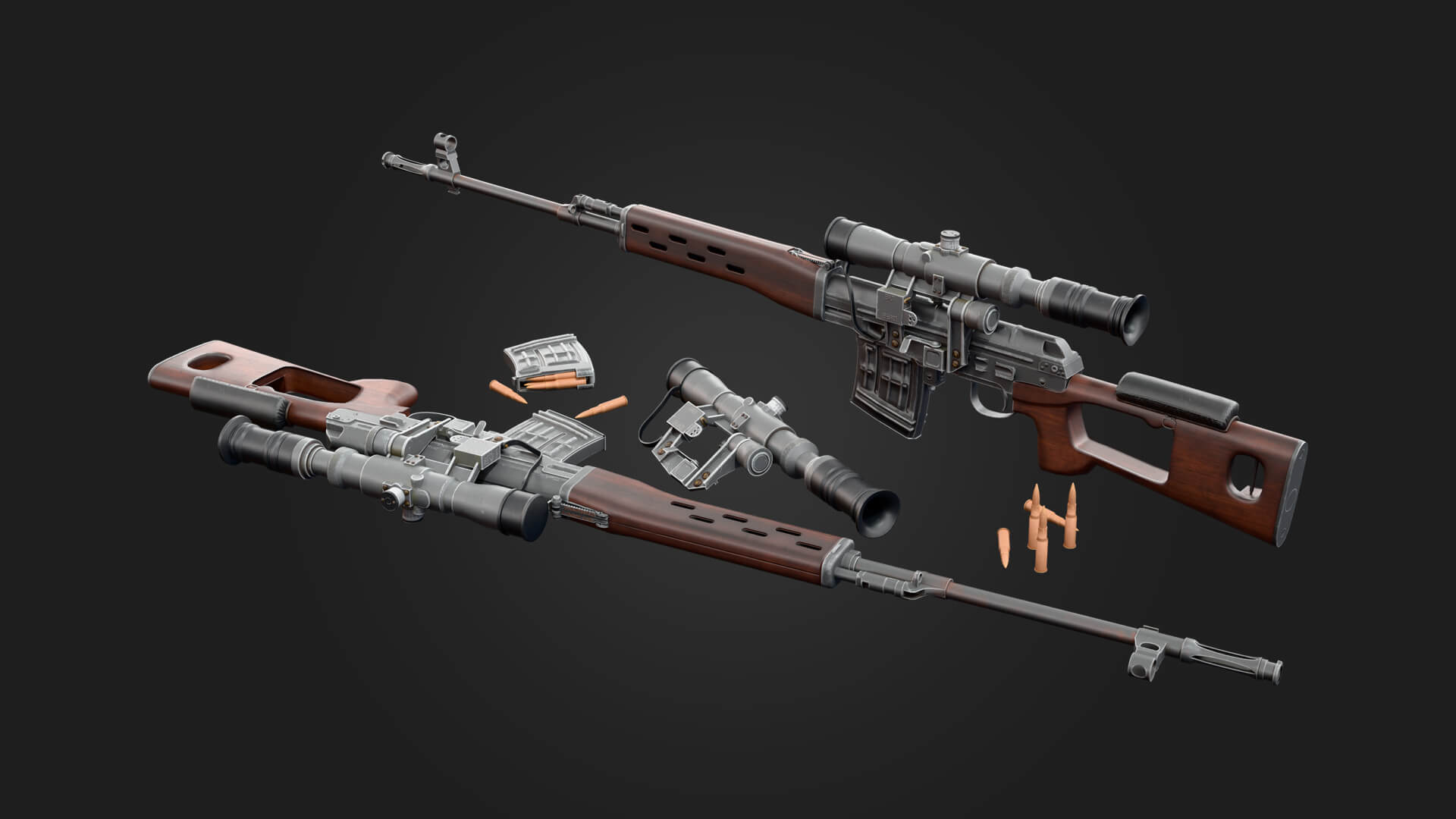 SVD Dragunov Sniper Rifle 3D Model Game Ready Weapon 3D Model
