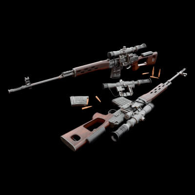 SVD Dragunov Sniper Rifle 3D Model Game Ready Weapon