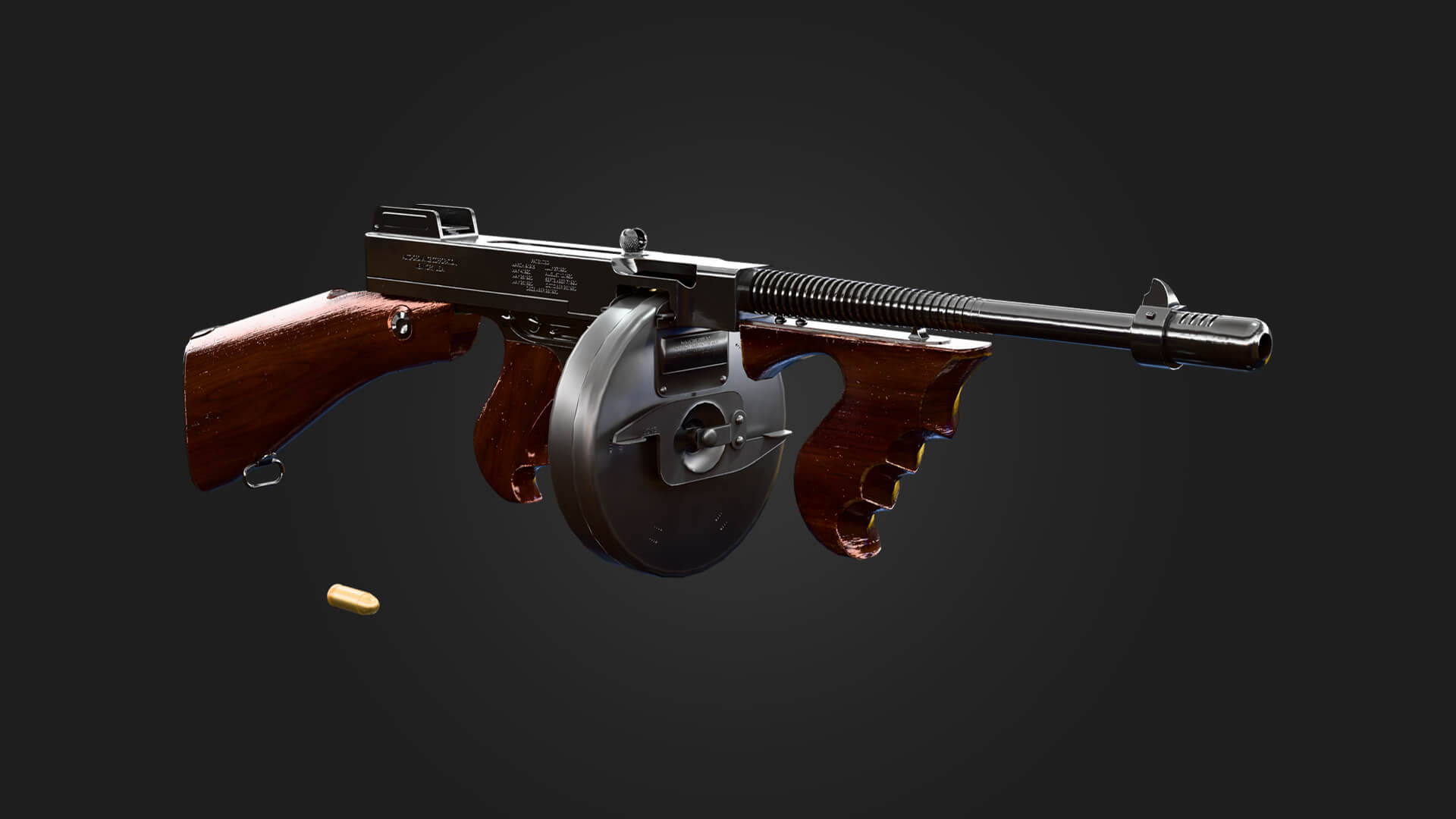 Tommy Gun Submachine Gun 3D Model Game Ready Weapon 3D Model