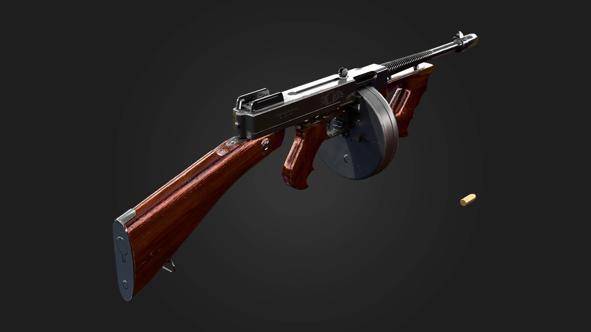 Tommy Gun Submachine Gun 3D Model Game Ready Weapon 3D Model