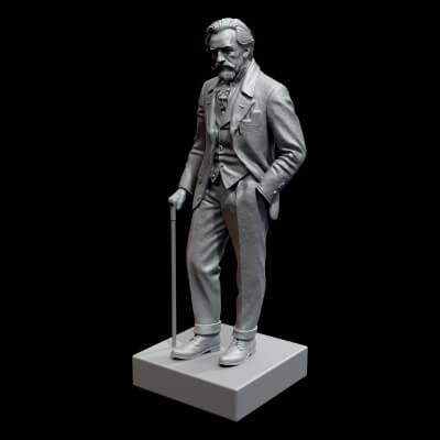 Victorial Man Staue Monument Statue 3D Scan Model