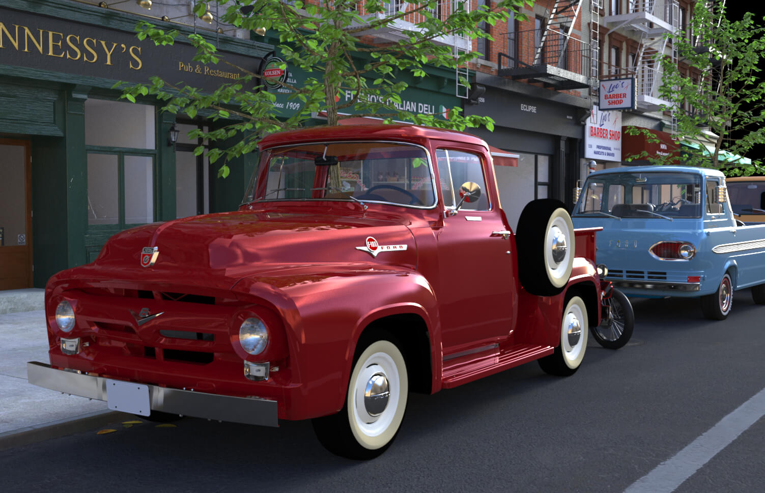 1956 Ford F100 Pickup 3D Render, Digital Artwork by doofus