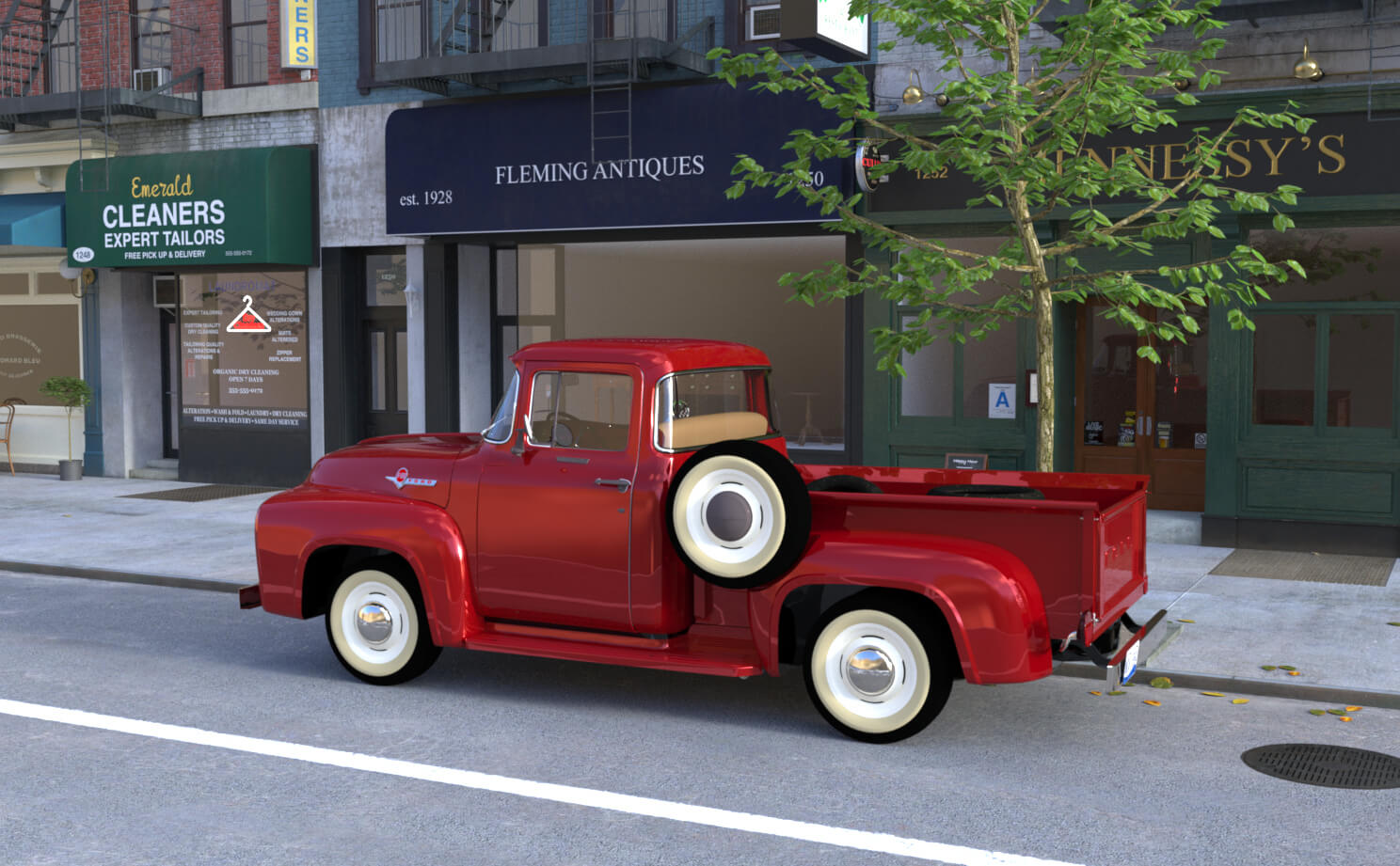 1956 Ford F100 Pickup 3D Render, Digital Artwork by doofus