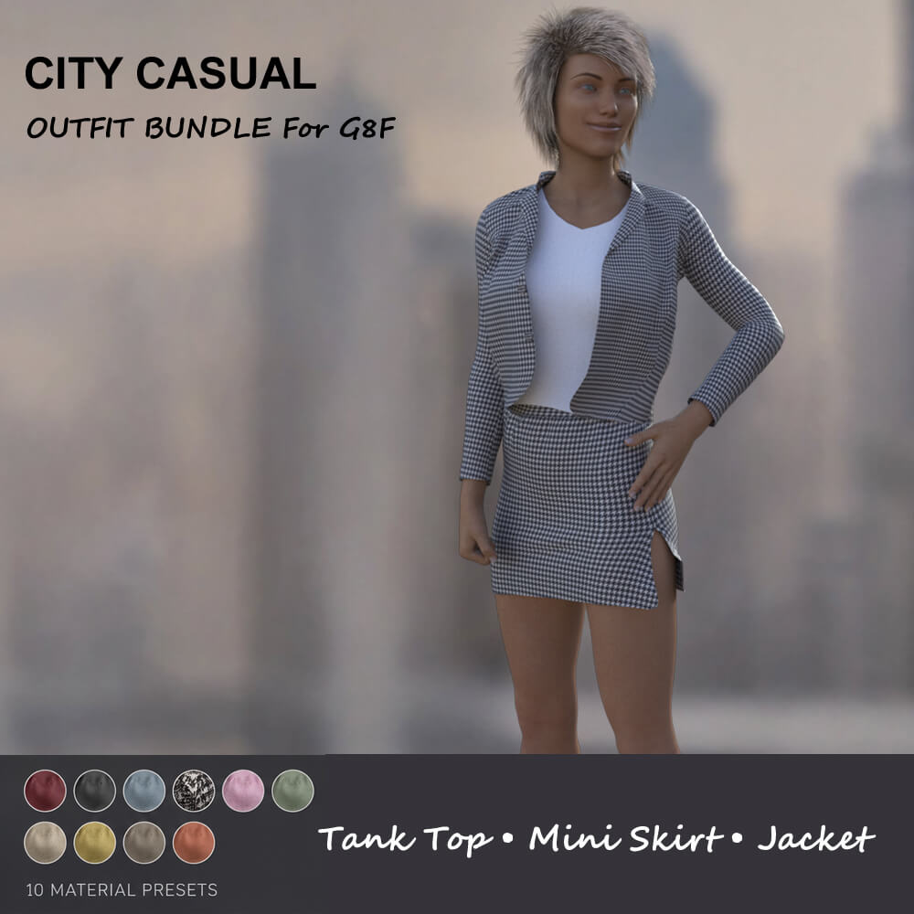City Casual Outfit Bundle for Genesis 8 Female Daz Content