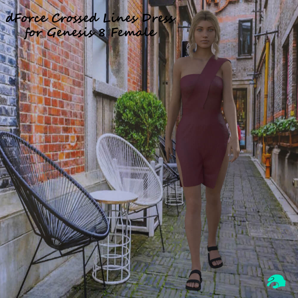 Crossed Lines Dress for Genesis 8 Female Daz Content