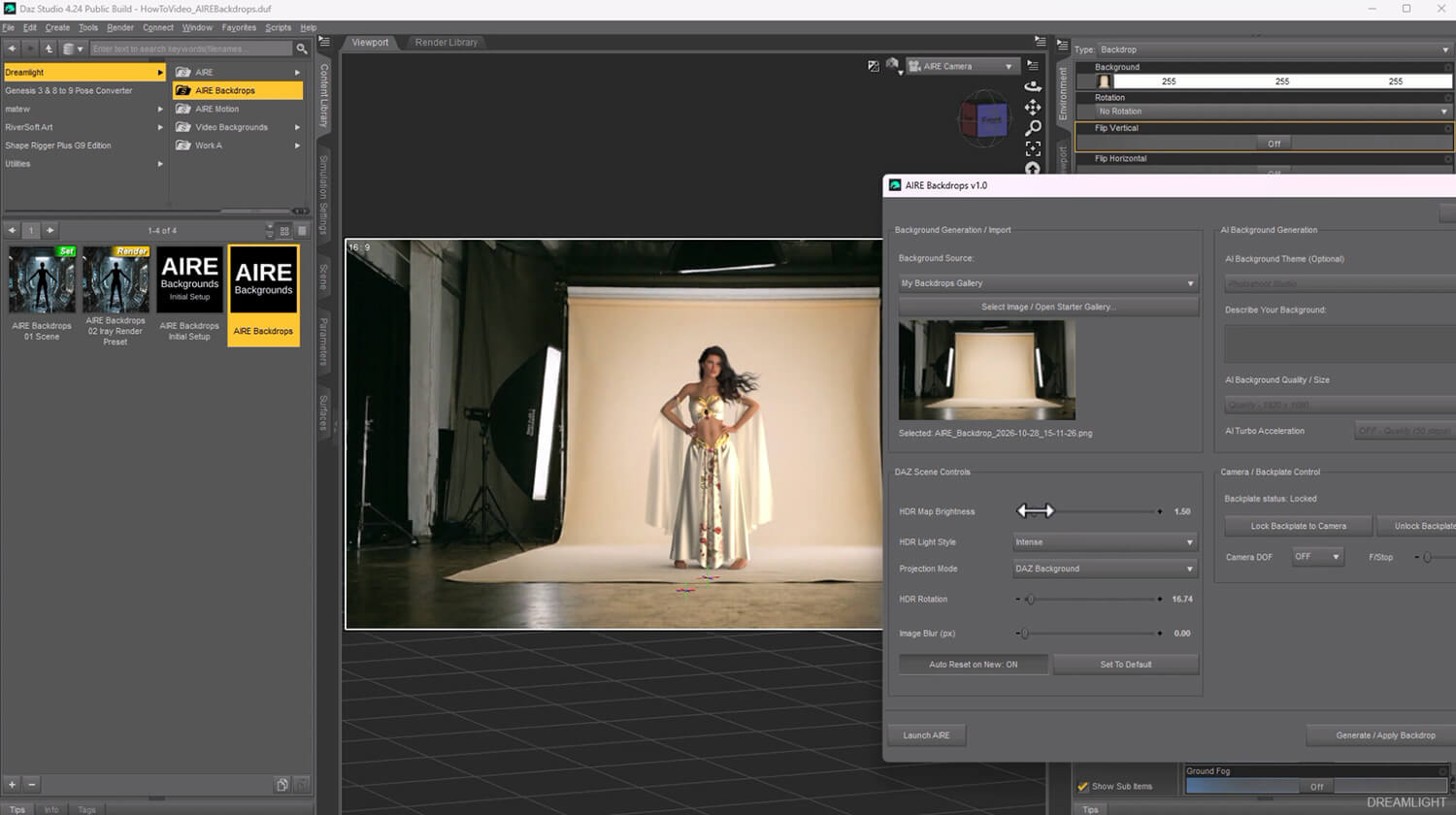 AIRE Backdrops - AI Backgrounds and HDR Lighting for DAZ Daz Content