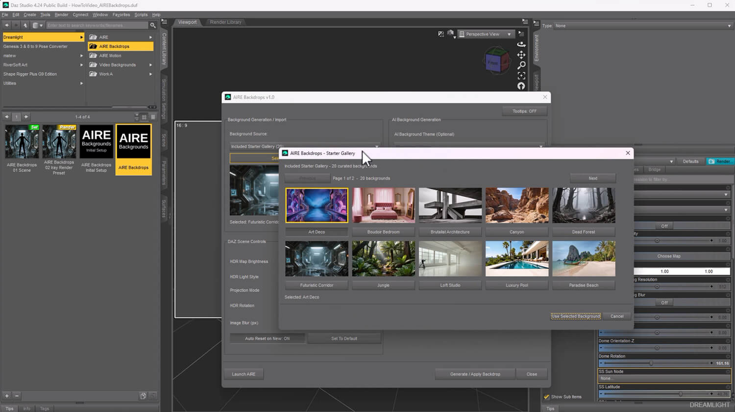 AIRE Backdrops - AI Backgrounds and HDR Lighting for DAZ Daz Content