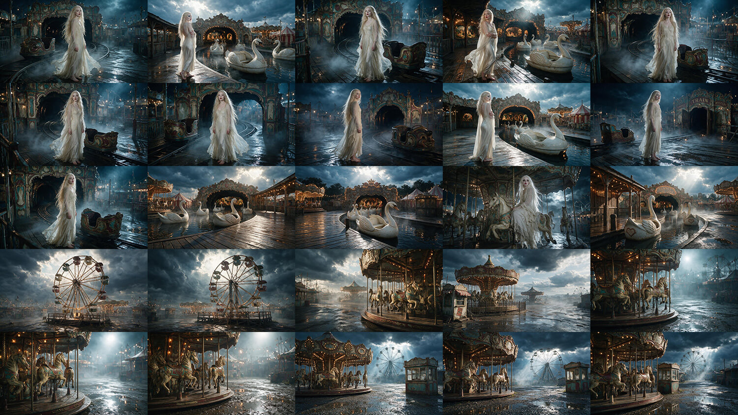 Cinematic Haunted Amusement Park - 60 Backgrounds - DAZ Daz Content