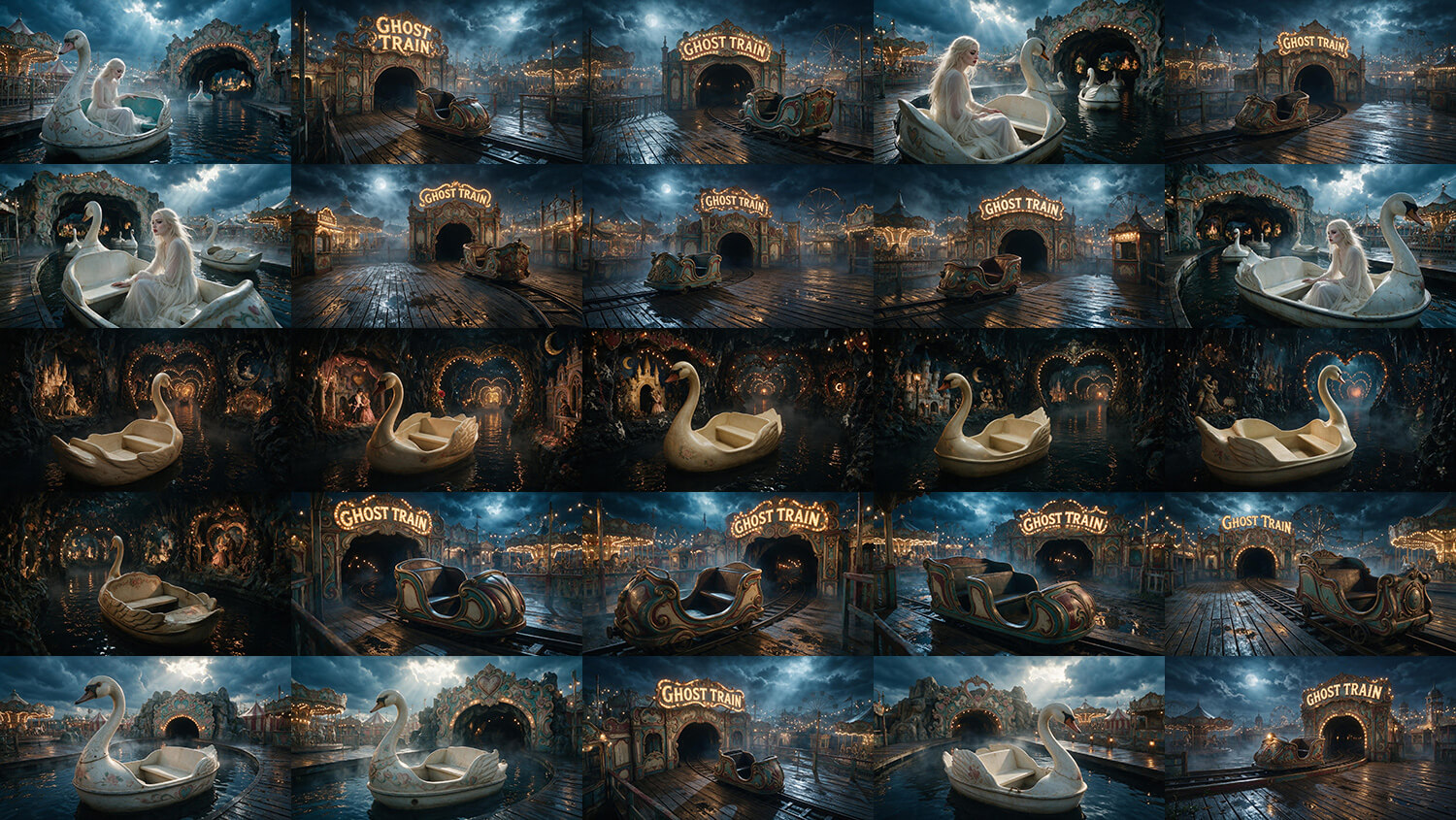 Cinematic Haunted Amusement Park - 60 Backgrounds - DAZ Daz Content