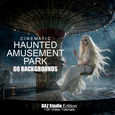 Cinematic Haunted Amusement Park - 60 Backgrounds - DAZ