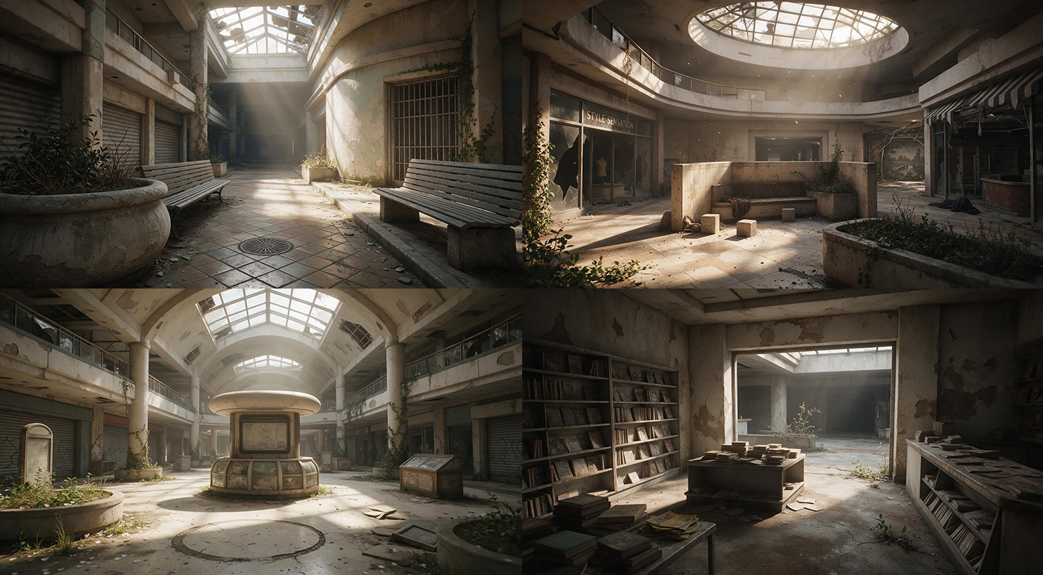 The Forgotten Mall - 13 Backgrounds - DAZ Studio Daz Content