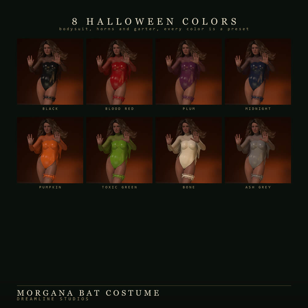 dForce Morgana Bat Costume for Genesis 8 8.1 Female and 9 Daz Content