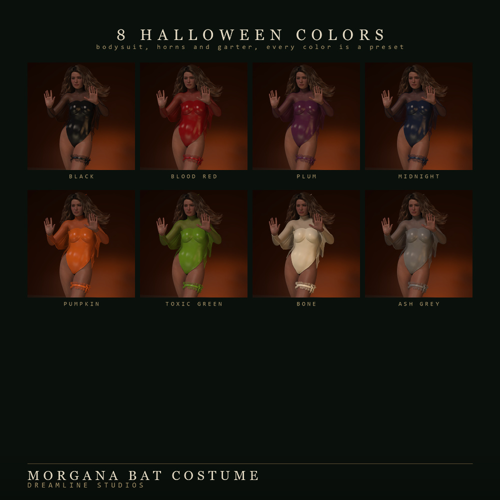 dForce Morgana Bat Costume for Genesis 8 8.1 Female and 9 Daz Content